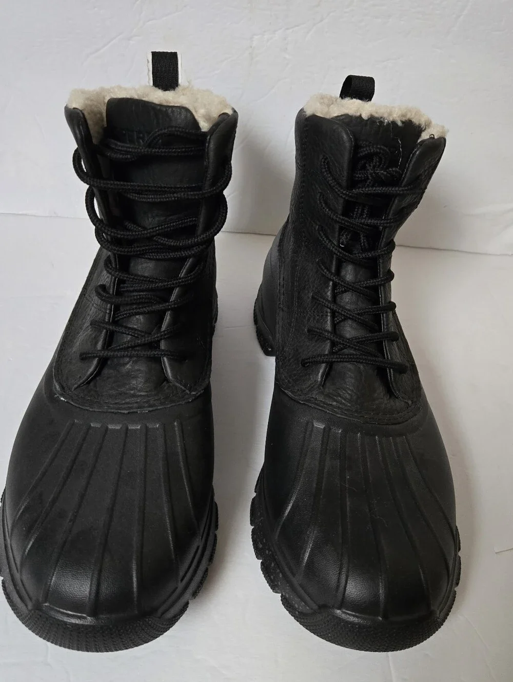 Lace Up High Top Black Leather Sperry Duck Boots M8.5, W10.5 NWOT